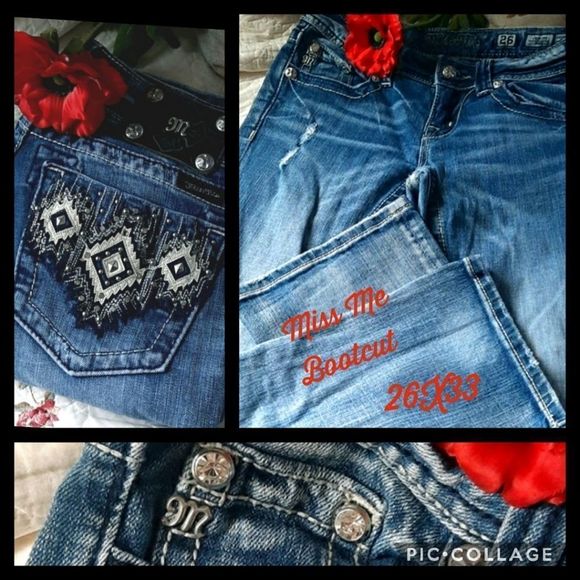 Miss Me Denim - MISS ME Size 26 long length boot cut embellished jeans